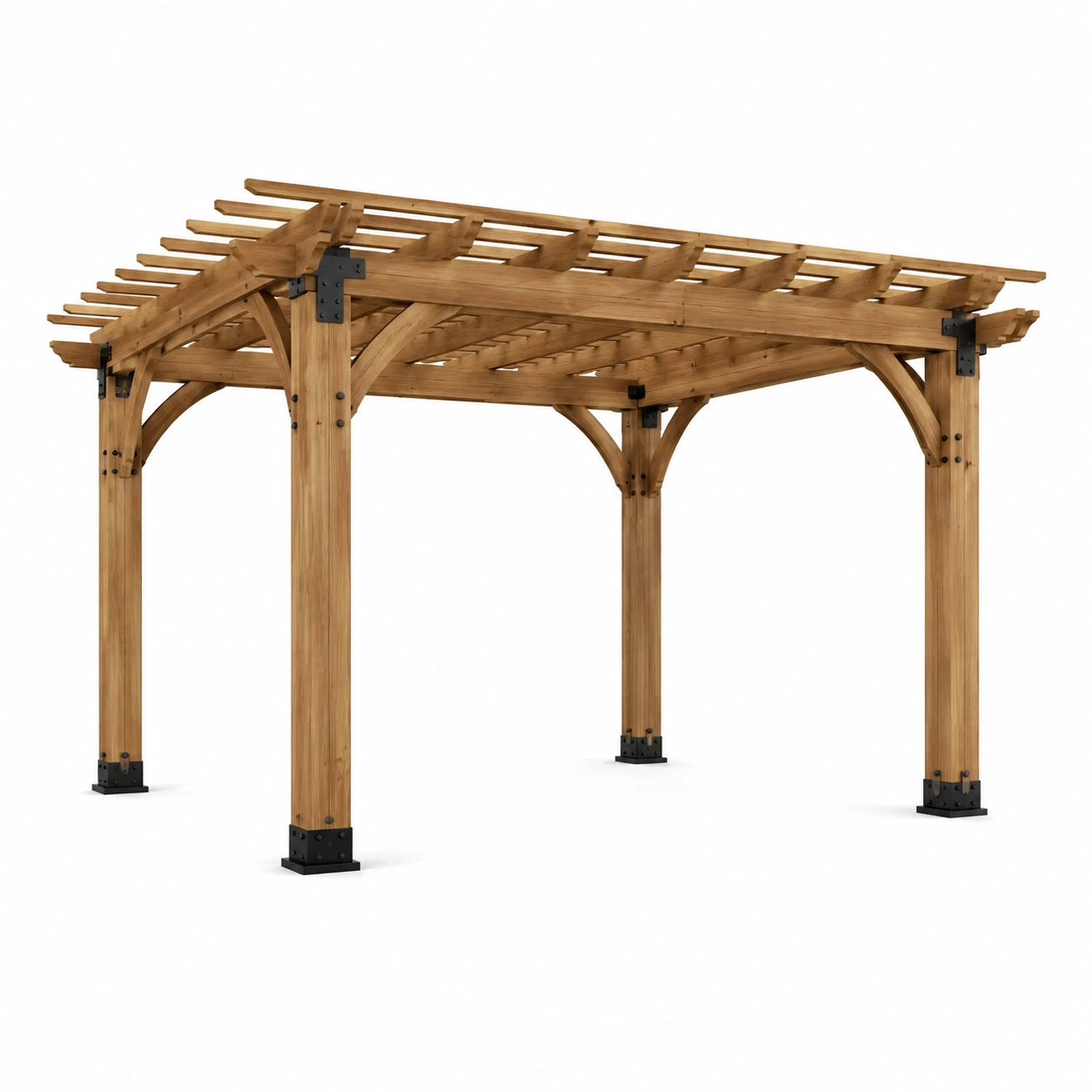 Pergola en bois d'acacia avec pièces en acier galvanisé