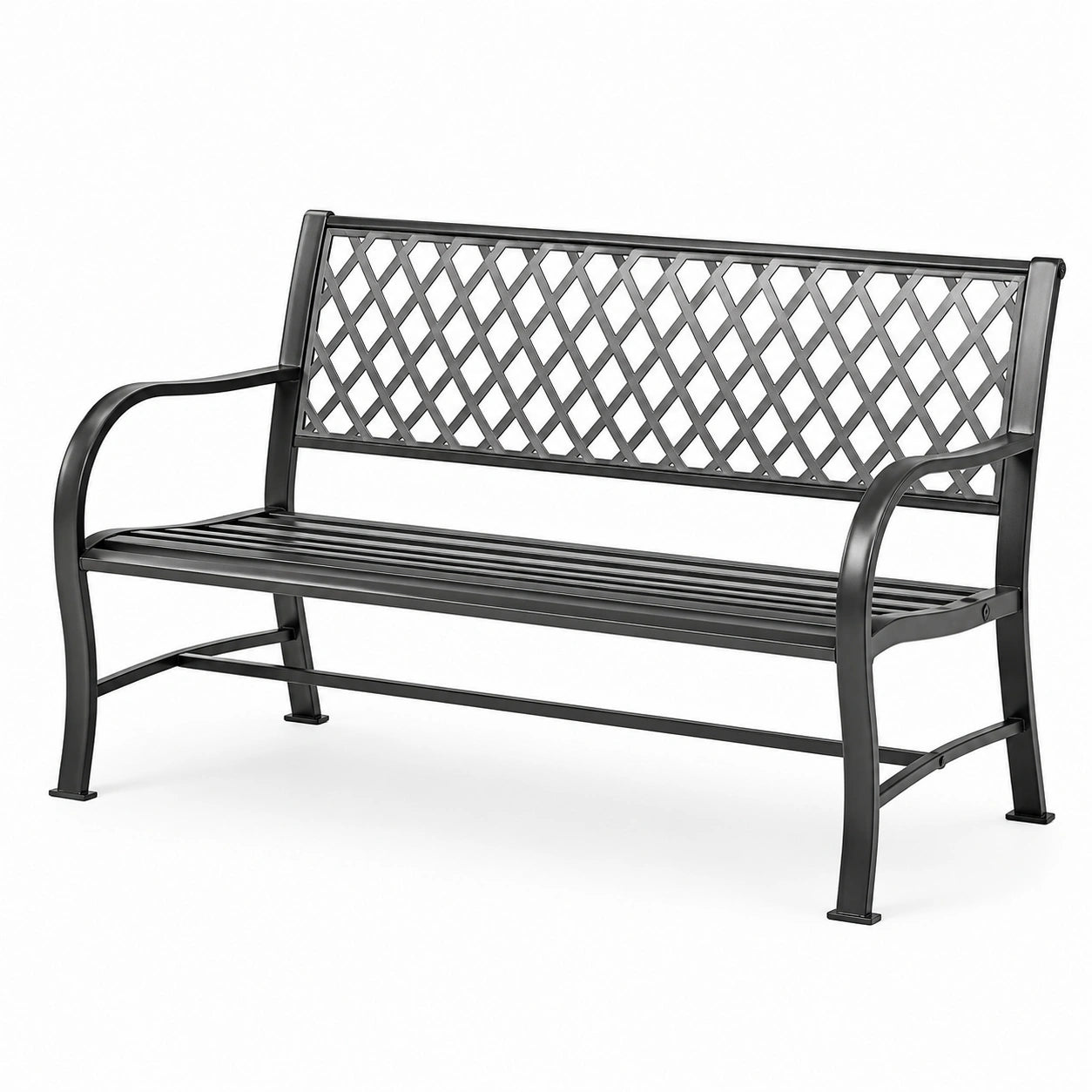 Banc de jardin en métal noir 125 cm