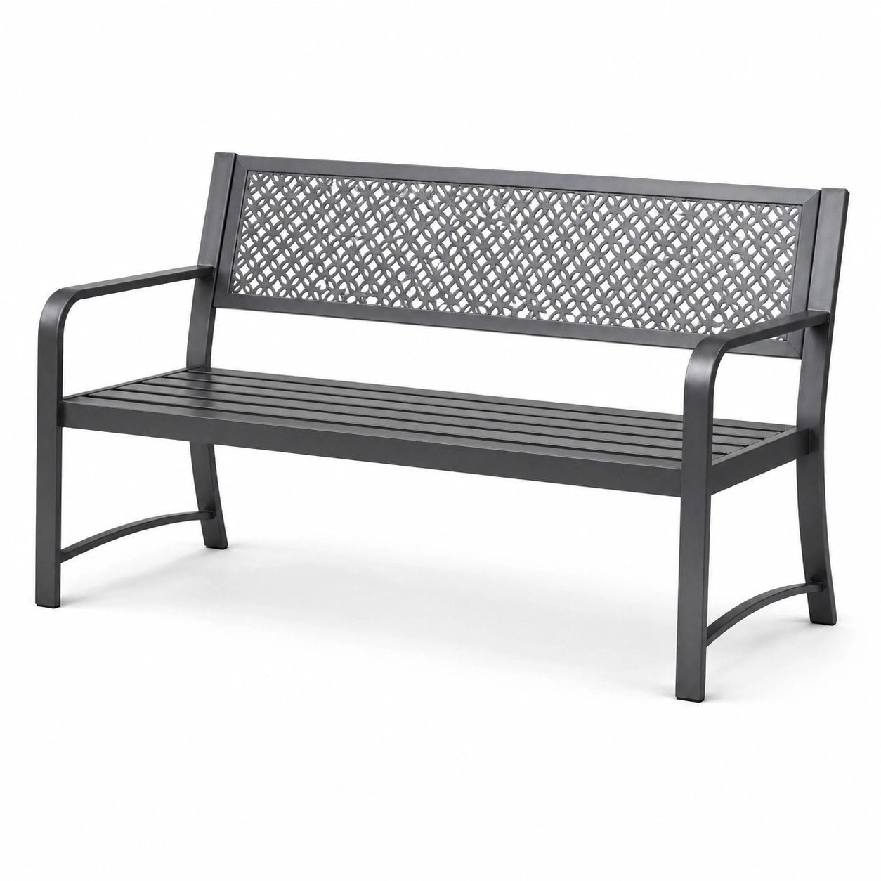 Banc de jardin en métal gris 122x58x78cm